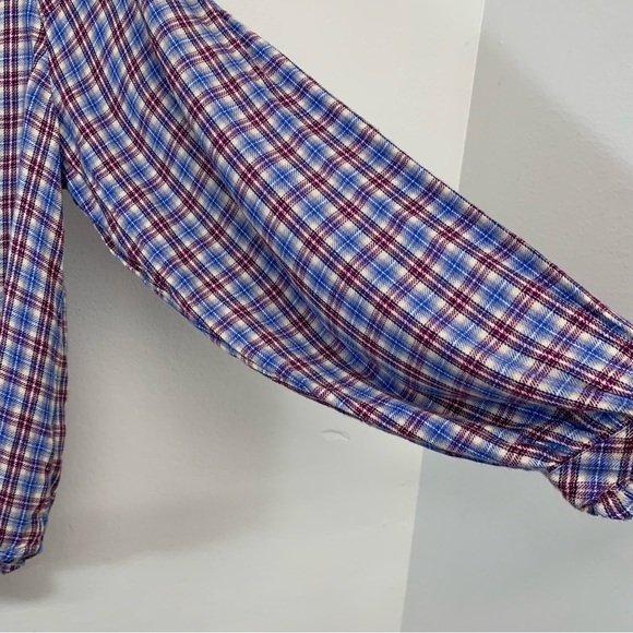 Democracy  Plaid Pop Over  Blouse Top Woman Large  Ruffle  Long Sleeve Western - Picture 4 of 12